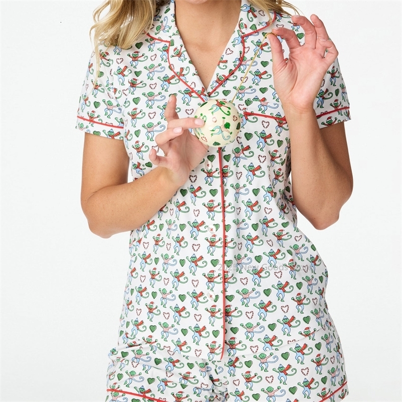 Womens Cute Roller Rabbit Pajamas Monkey Pajama Shorts Set for Women 2 Piece Short Sleeve Preppy Matching Pj Sets 250319