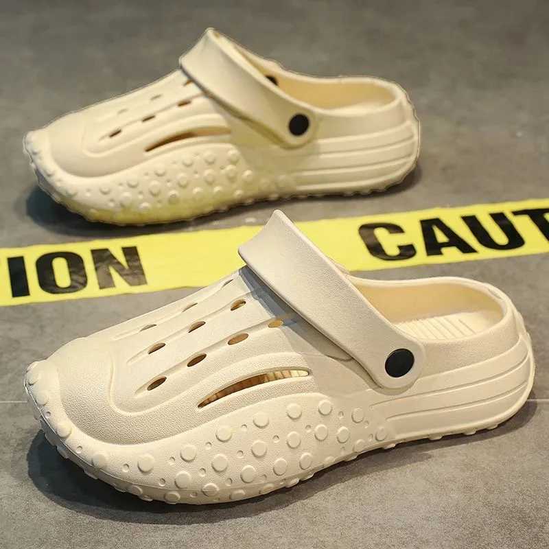 Cwarm summer mens slider unisex Eva breathable hollow hole shoes mens Fi sports shoes lightweight beach slider Y250320