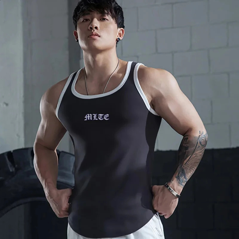 Mens sleeveless tight fitting legs top of the line fitness dry speed running short sleeved muscle exercise summer 250319