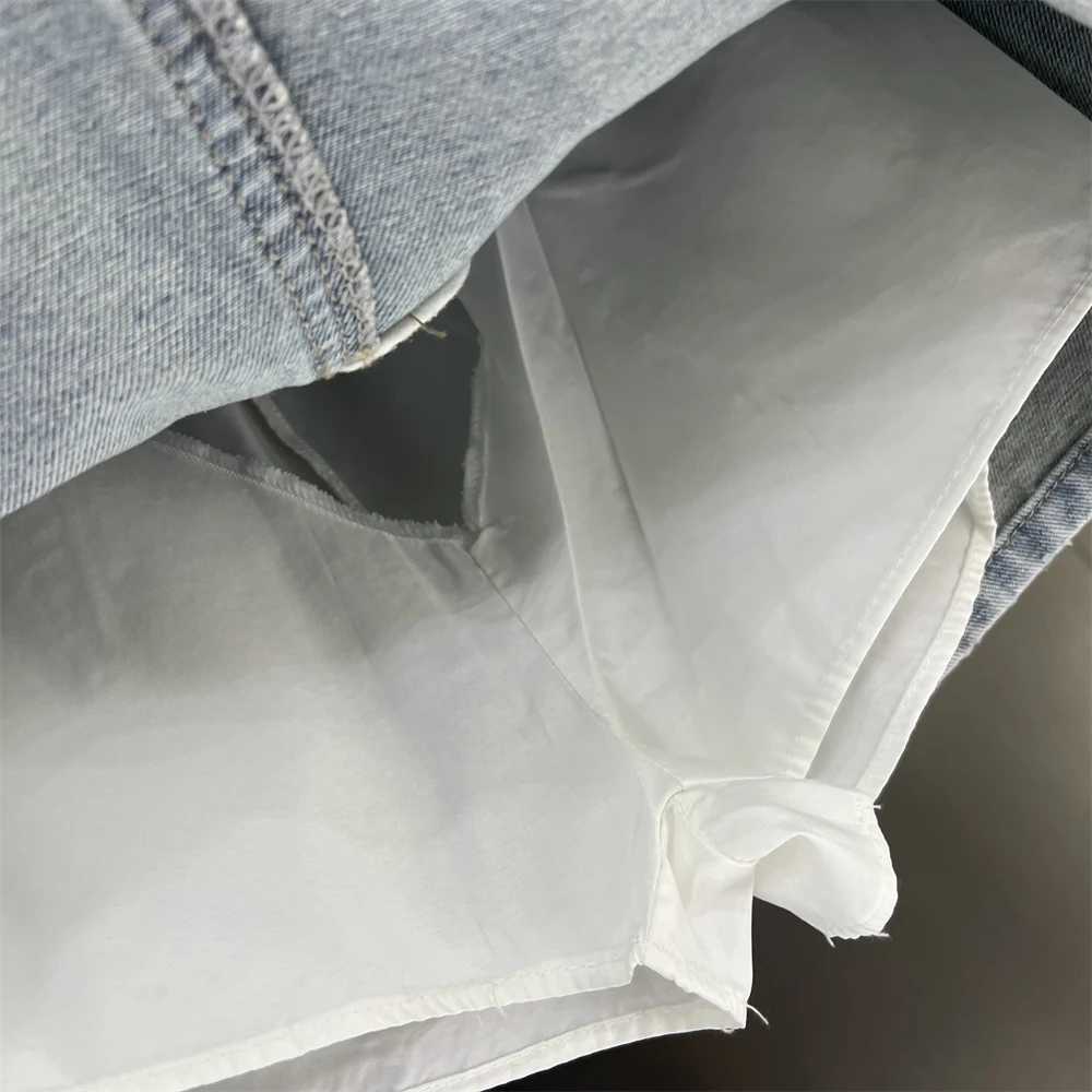 Chic Fe Two piece Open Cowboy Skirt Street Fashion Pocket Single Chest Mini Skirt Summer Full Set Fe ClothingXJ250320