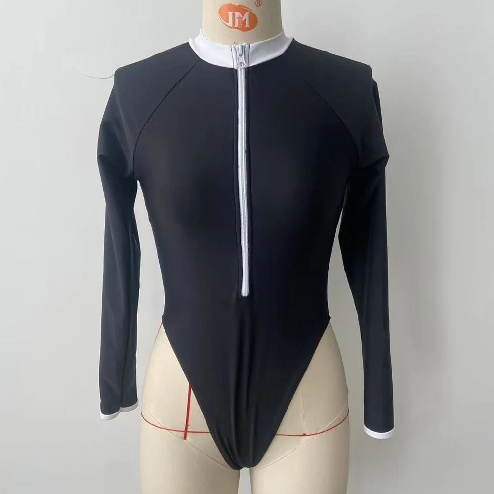 BEACHCICI Surfing Sport Swimsuit Long Sleeve Swimwear Solid Monokini Bathing Suit Tropical Bodysuit 250319
