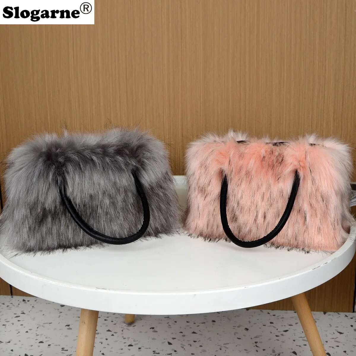 Raccoon Handbags Women 2024 Winter Soft Faux Fur Bag Girls Fashion Furry Shoulder Bags Fluffy Gifts Warm Tote Purse