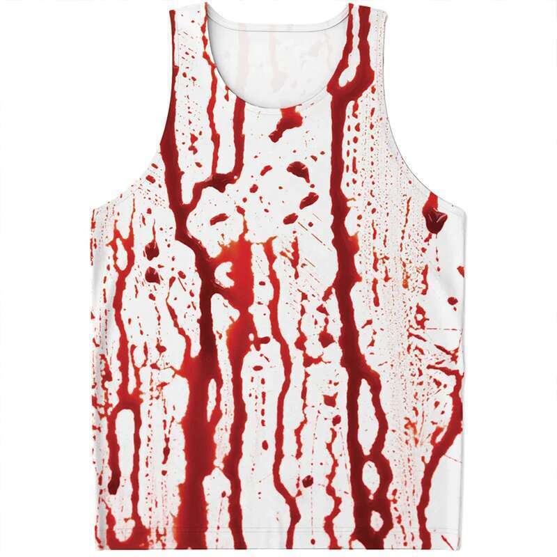 Men's 3D Printed Horror Blood Pattern Shirt, Breathable Ice, Precious, Streetwear, Hip Hop, fibrT, Trend, Summer Fashion