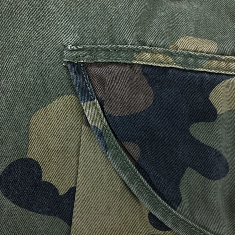 Summer American Retro Heavy duty Camouflage Cargo Shorts Mens Cotton Loose Multi Pocket Casual 5point Pants 250319