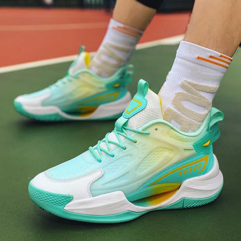 Fashionable and shiny basketball shoes mens professional training sports shoes anti slip basketball sports shoesW250320