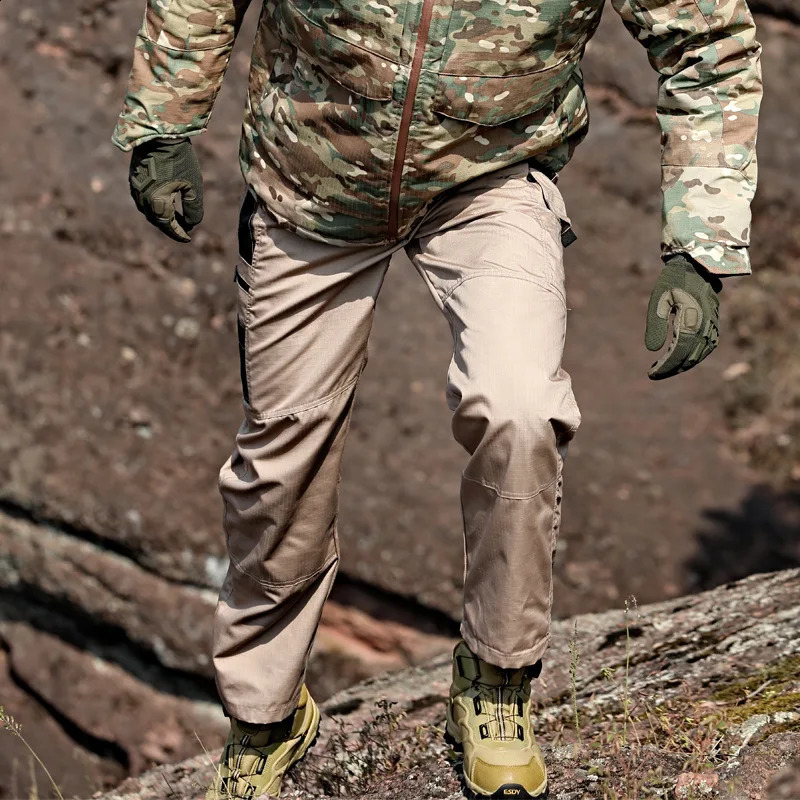 Multi pocket mens tactical casual pants cargo outdoor hikers durable training clothes 250319