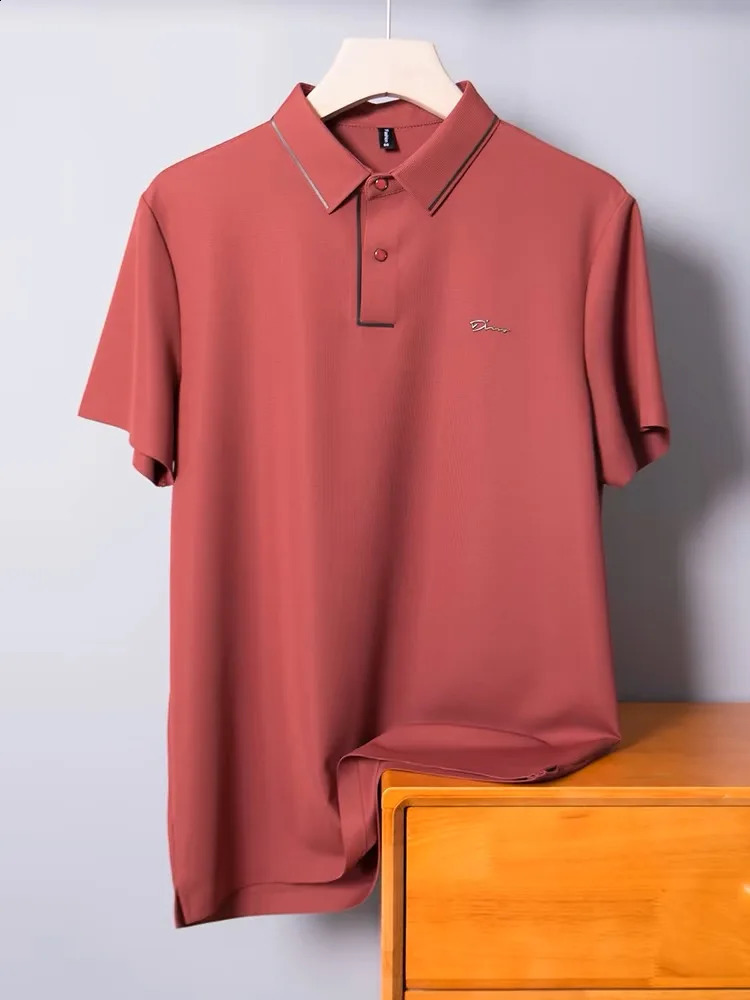 High end short sleeve POLO shirt men cool breathable summer T-shirt fashionable embroidery casual mens clothing 250319