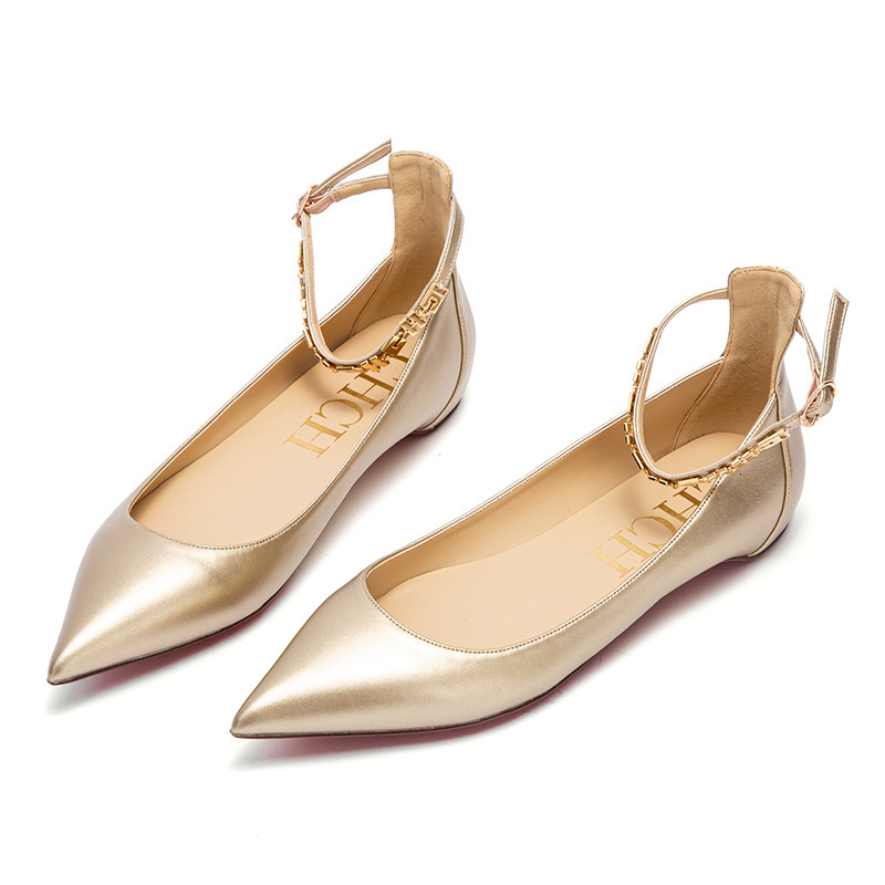 Designer CHCH French Nude Pointed Flat Bottomed Single With Shallow Mouth Temperament, Fashionable, Casual And Comfortable Women's Shoes