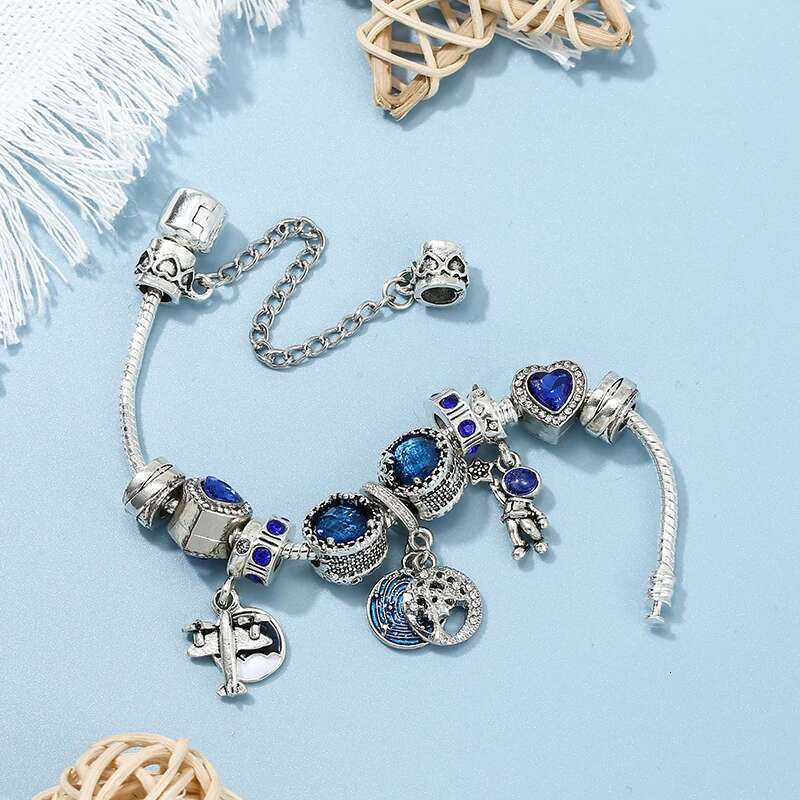 New High Quality Star Series Shape Bracelet Silver Color Airplane Astronaut Beaded Bracelets For Women Men Jewelry Dropshipping