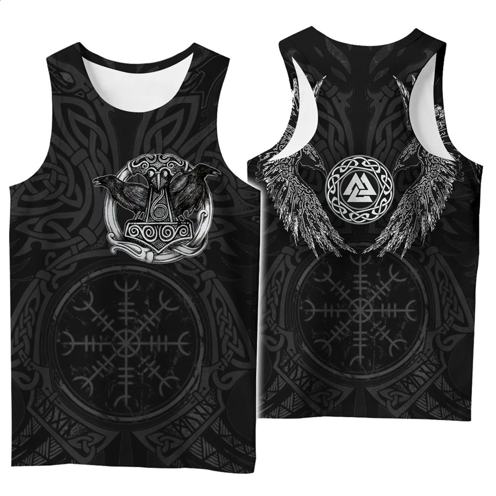 Retro Tree of Life Symbol Tattoo Crow Tank Top 3D Printed Fashion Classic Mens Sleeveless Summer Hip Hop Style Clothing 250319