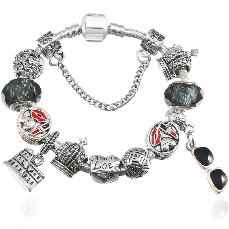Noble Imitation Pearls Pendant Beads Charm Bracelet With Silver Color Snake Chain Bracelets For Women Valentine's Day Jewelry