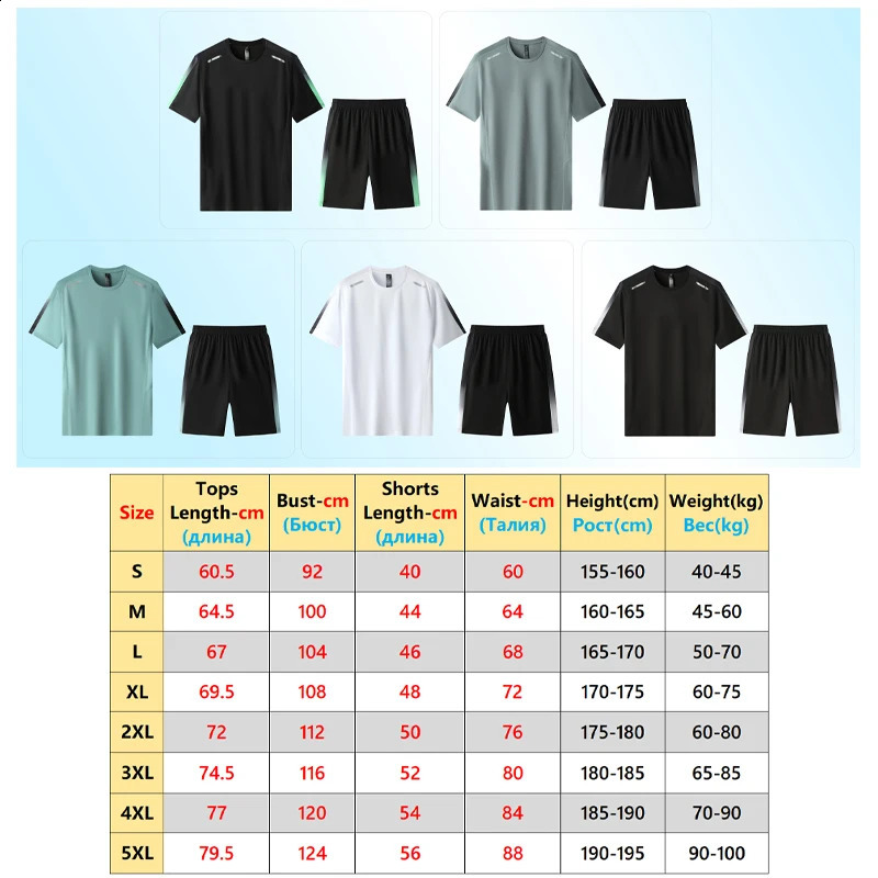 Mens Patchwork T Shirt Sports Suit Gym Quick Dry Casual Running Set Summer Short Sleeve Shorts O Neck Fashion Tracksuits 250319
