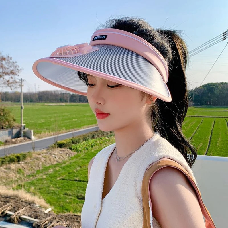 Summer Womens Sunscreen Hat Anti UV Sunshade Board Womens Electric Fan Beach Sunshade Hat Summer Hats for Women 250320