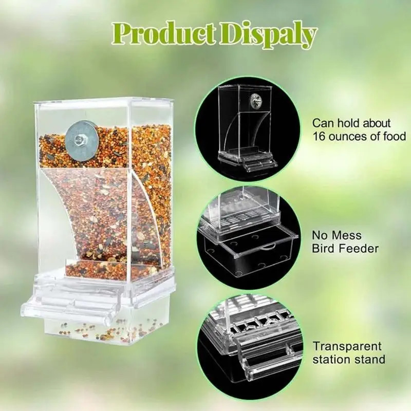 Automatic Parrot Food Feeder No Messes Bird Feeders Acrylic Seed Container Cage Accessories For Small And Medium Parakeets 250320