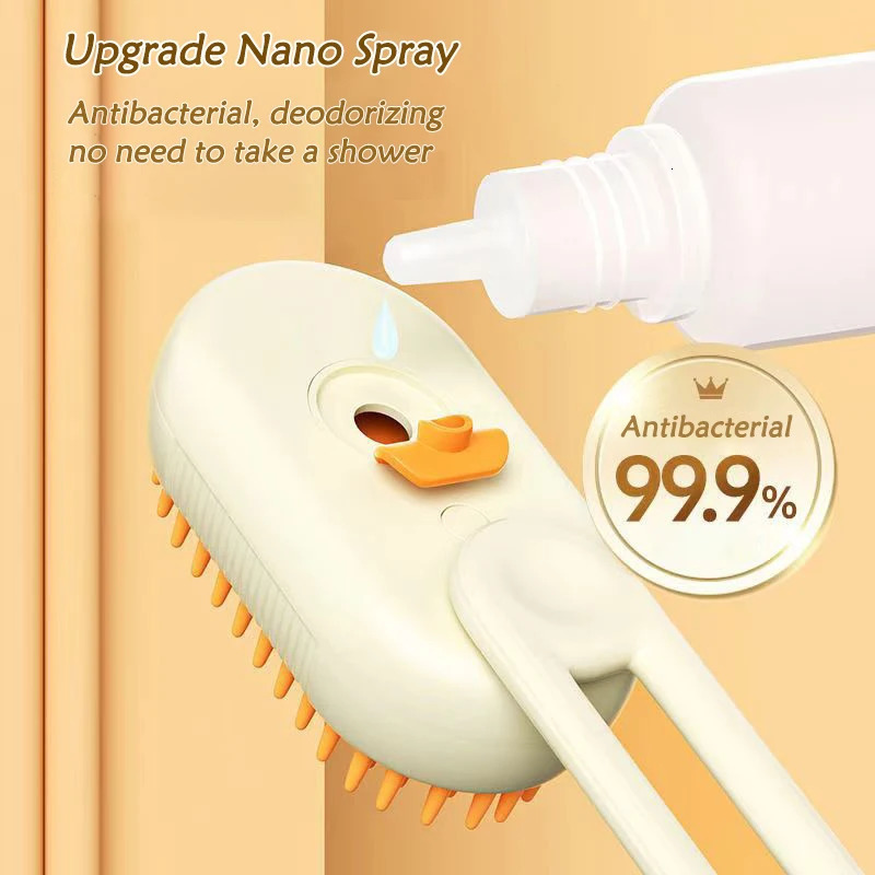 Cat Dog Pet Spray Massage Brush One Button Steam Folding Rotatable Grooming tool Hair Bath 3 in 1 Removal Comb 250318