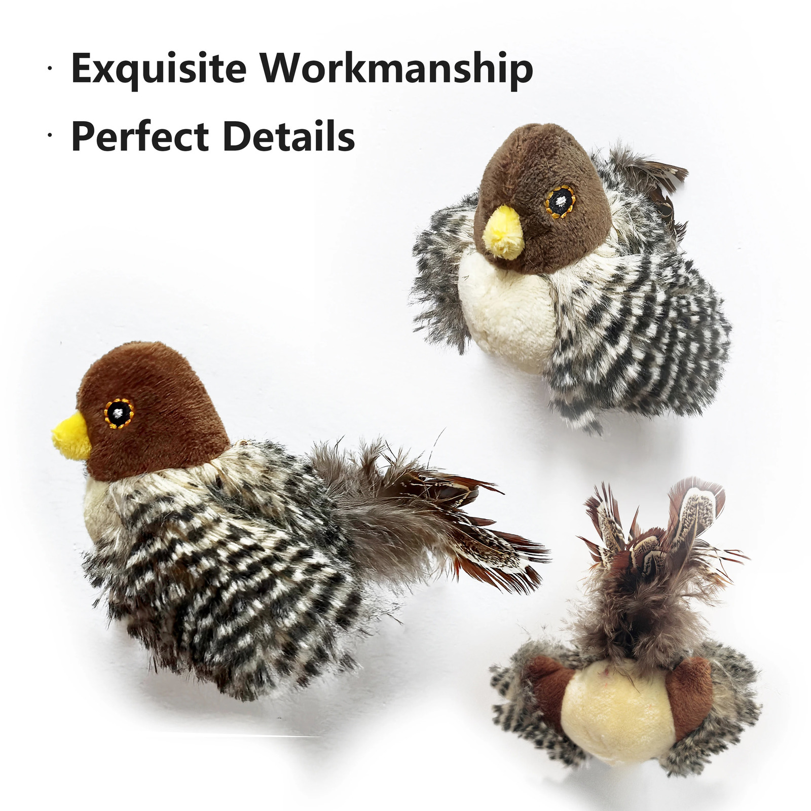 Interactive Cat Toys Electric Squeaky Simulation Bird Plush Cats Pets Teasing with Feather Catnip Kitten Chirping 250320