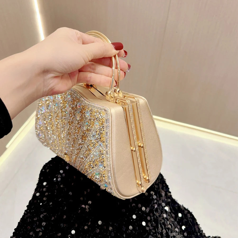 Women Rhinestones Top Handle Handbags Stones Evening bag Wedding Party Clutch Bridal Tote Ladies Metal Chains Crossbody Bags sac R250320