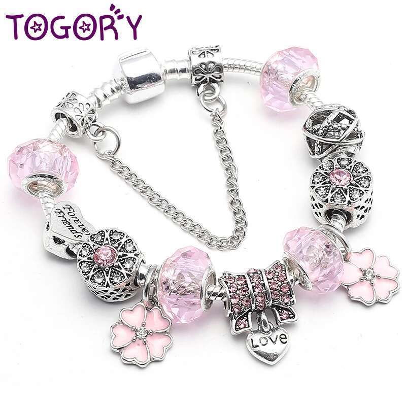 Vintage Silver Color Charm Bracelets With Love Key Pendant DIY Brand Bracelets For Women Gift Dropshipping