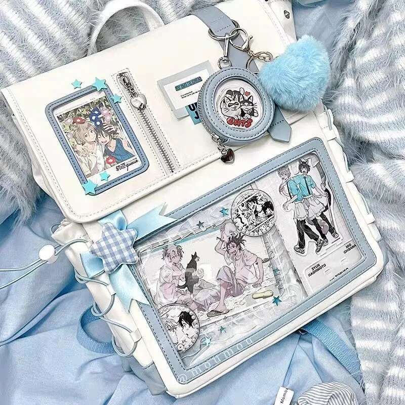MBTI Y2k Cute Womens Backpack Lolita Jk Transparent Casual College Style Fashion Backpacks Kawaii Contrast Color Aesthetic Bags