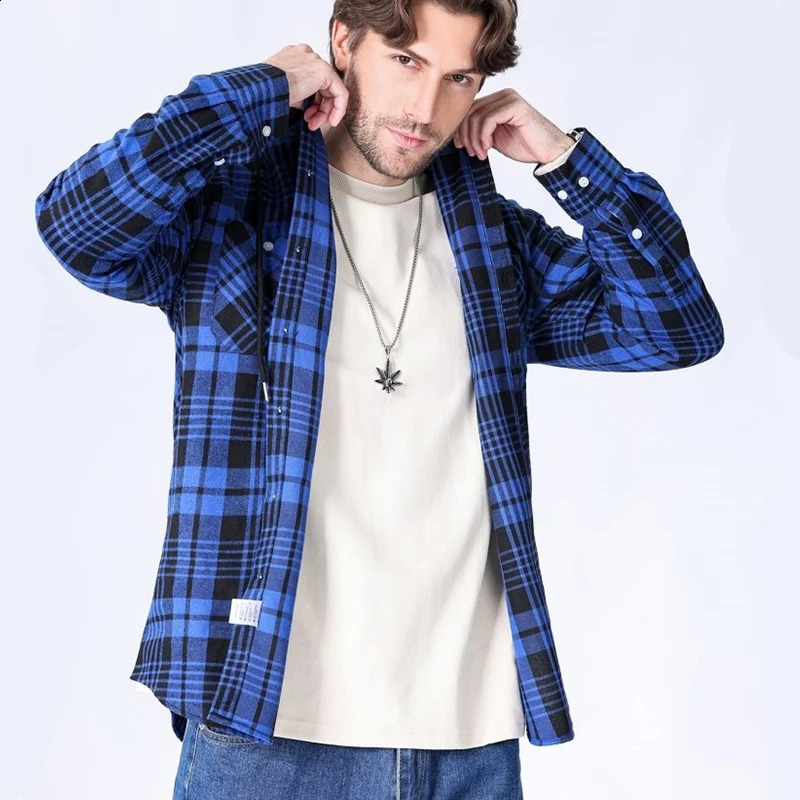 mens plain weave shirt long sleeved casual flannel loose jacket fashionable street style sportswear clothing 250317