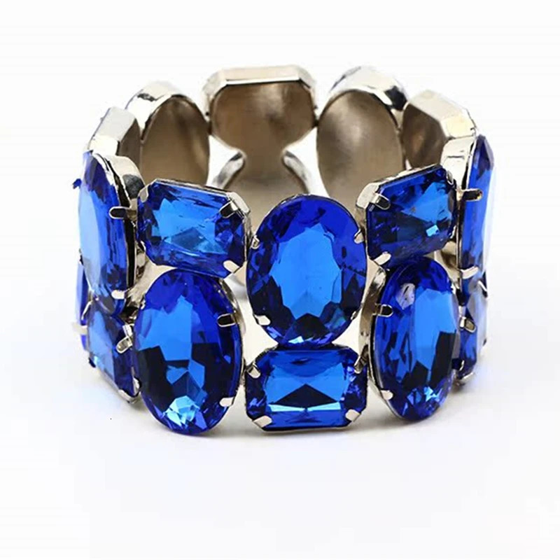 Fashion Exquisite Wide Elastic Color Rhinestone Bridal Bracelet 250320