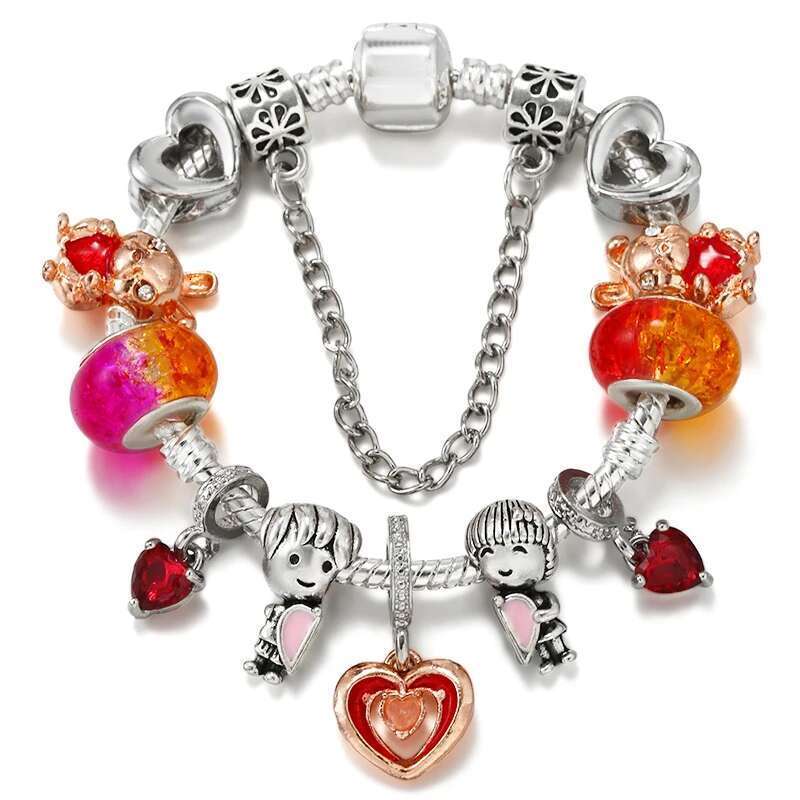 18 Styles Hot Sale Hollow Heart Beads Charm Bracelets With Boy Girls Pendant Bracelets For Women Men Girlfriend Jewelry