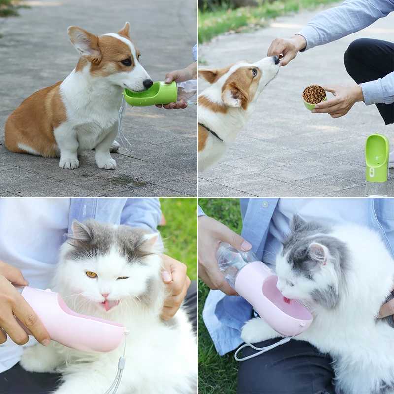 Portable pet dog water bottle with food container small dog and cat water dispenser suitable for small and large dog travel Chihuahua drinking bowl Y2