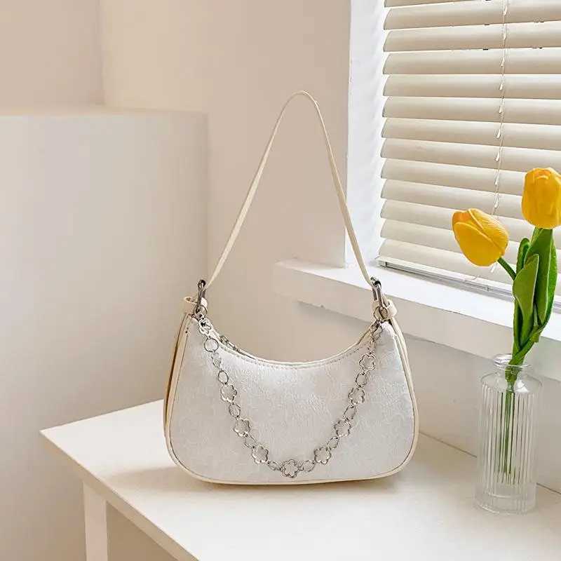 Floral patterned shoulder bag fashion chain decorative handbag womens cross shaped wallet Y250319