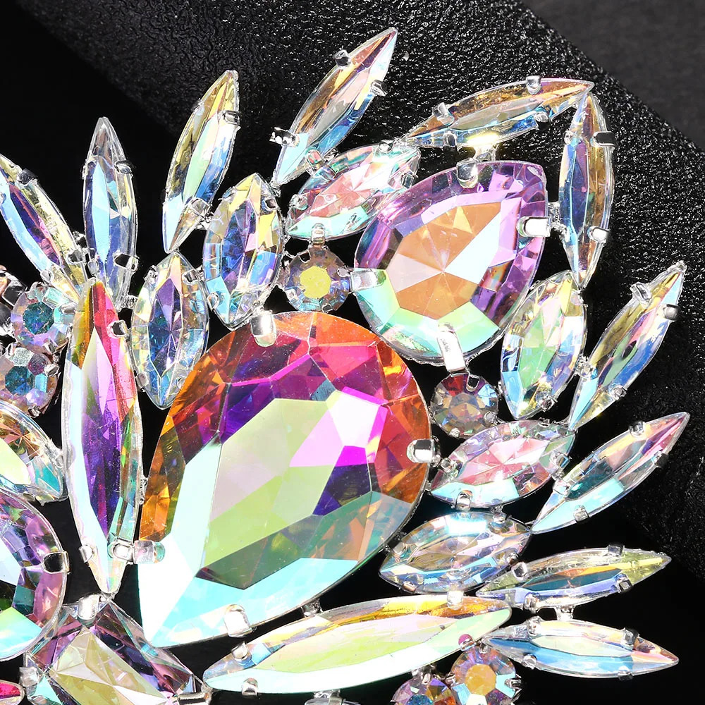 Bohemian AB Rhinestone Exaggerated Bracelet Queen Club Party Advanced Large Fashion Crystal Hand Chain Women Jewelry Accessories 250320
