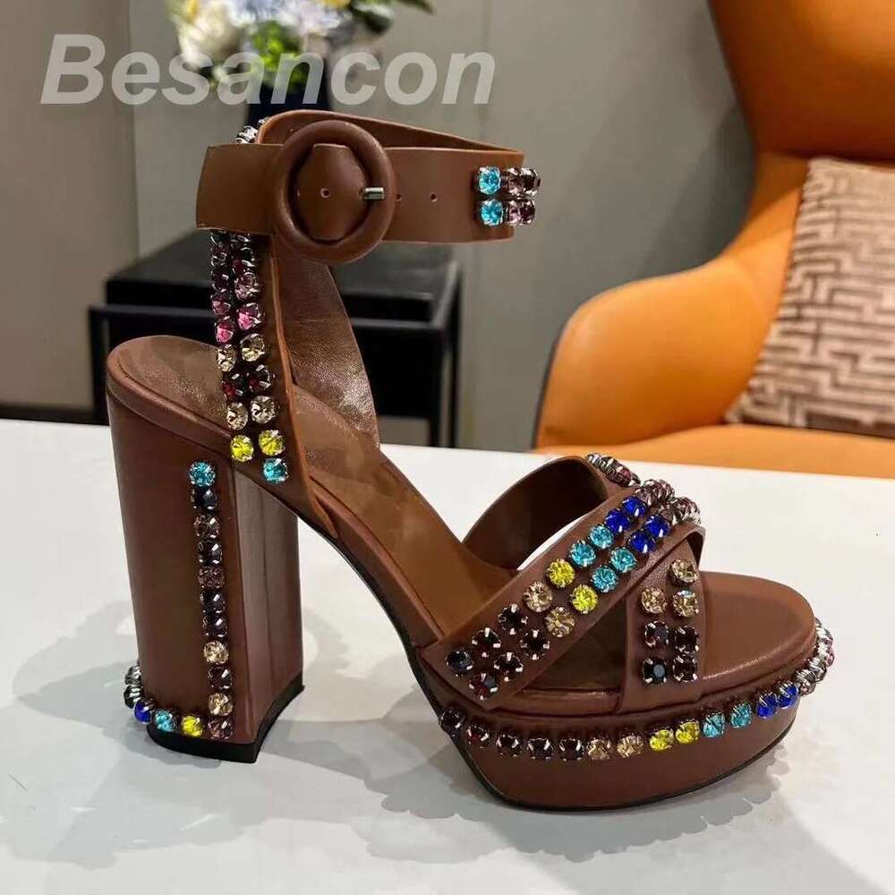 Besancon 2025 Classic style Women's high-heeled 12cm sandals Dias Genuine leather Oversized 41 42 Waterproof platform