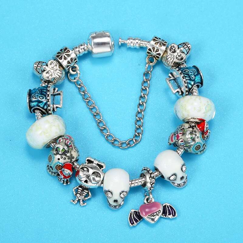 High-Quality Skull Head Charm Bracelet With DIY Fashion Bracelets Bangles For Women Kids Men Jewelry Gift Dropshipping Wholesale
