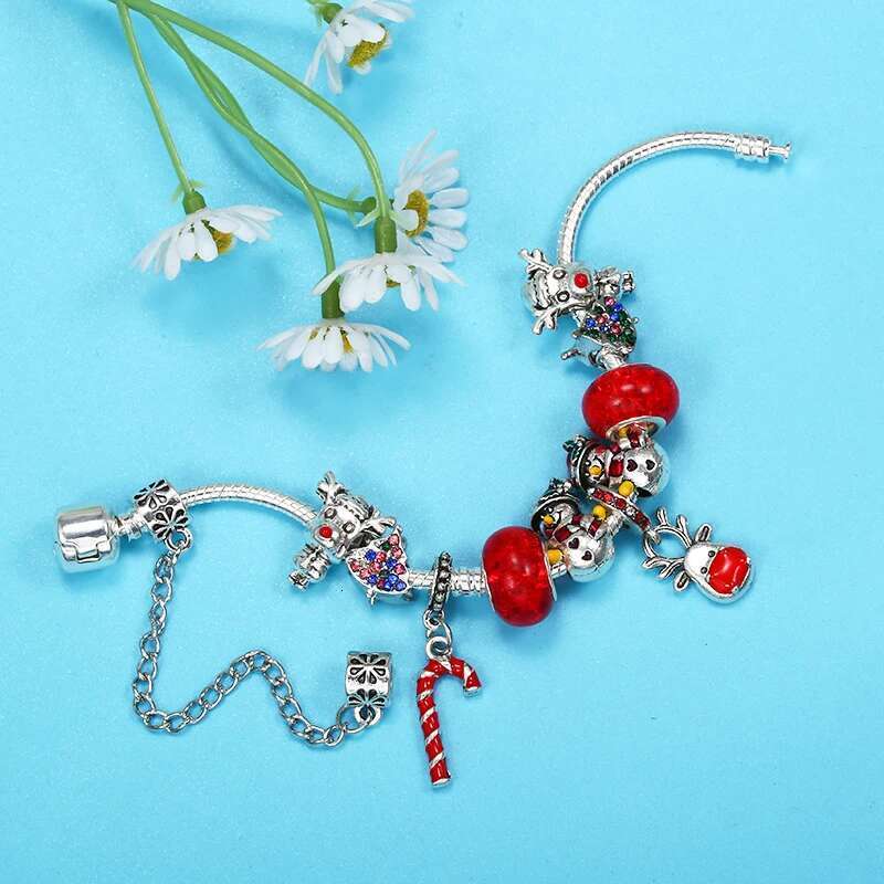 Silver Color Charm Bracelet Fit Christmas Elk Beads Pendants Bracelets Bangles For Women High-Quality Jewelry Gift Dropshipping