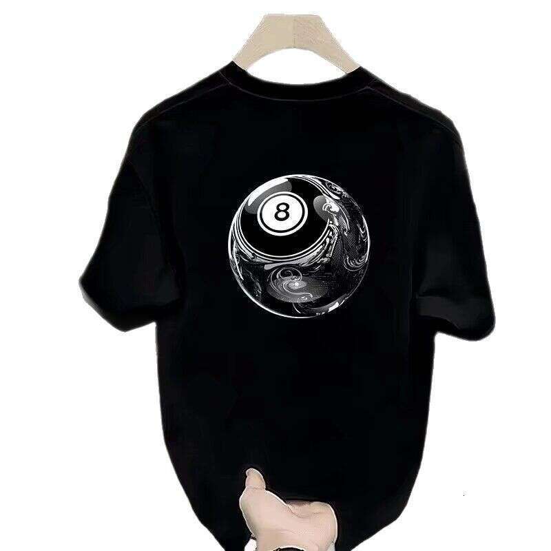 Graphic Tee Designer Shirt American Style Cool Stylish Pure Cotton Short Sleeved T-shirt Billiards Mens and Womens High-end Trendy Street Loose Summer
