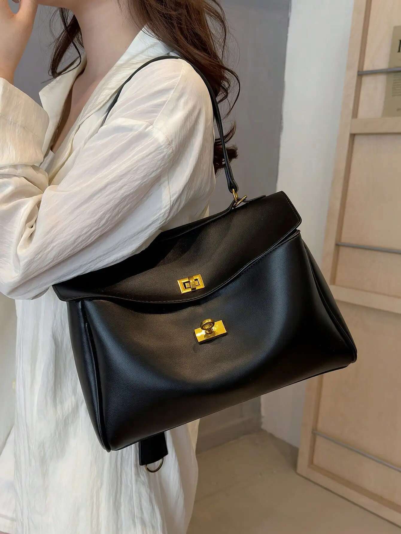 Fashionable Large Capacity Simple Vacation Style Casual & Urious One Shoulder Tote Bag, Multifunctional Shopping Bag