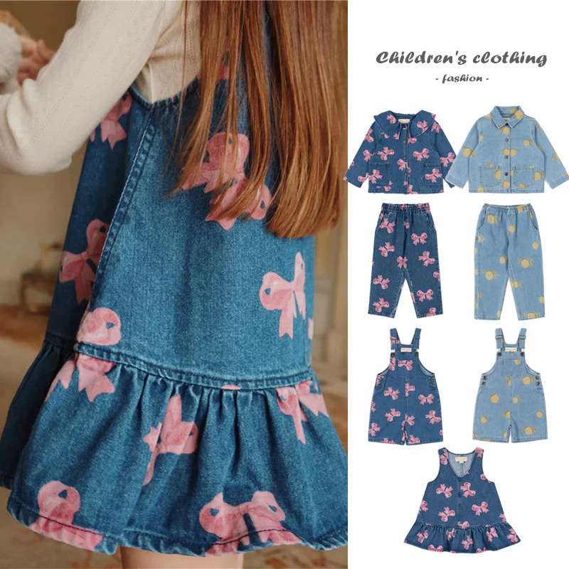 Cowboy Childrens Set KS Cute Bow Printed Baby Dress Fashion Boys Jacket Boutique Clothing 250319