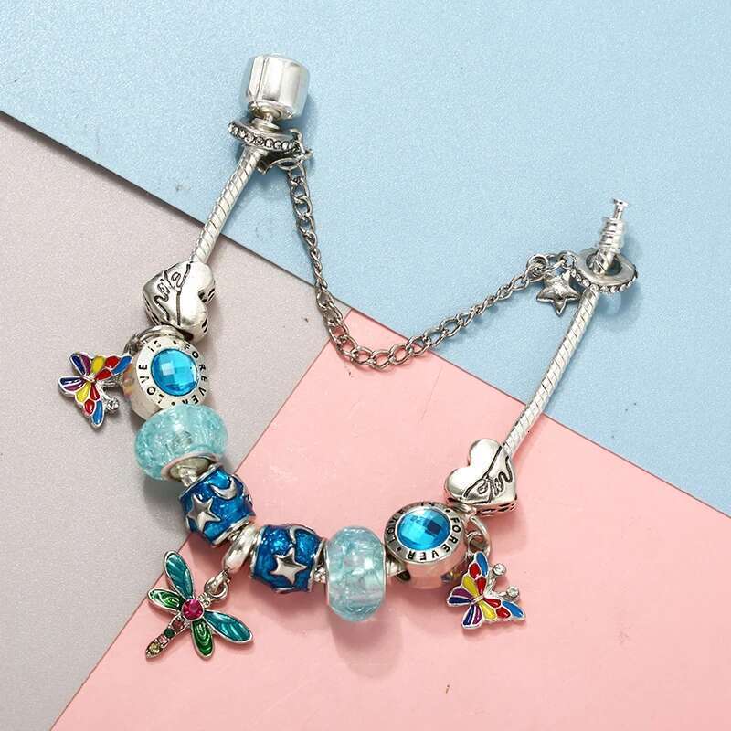 New Colorful Butterfly Beads Charm Bracelets With Classics Bracelets For Women Men Fiancee Bijoux Pulseras Jewelry Gift