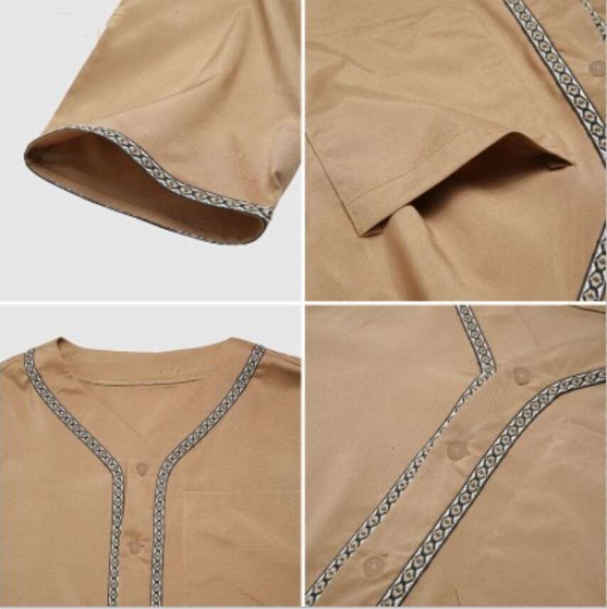 2025 New Muslim Arab Dubai Malaysia Men's Loose Robe Button Up Shirt For Men