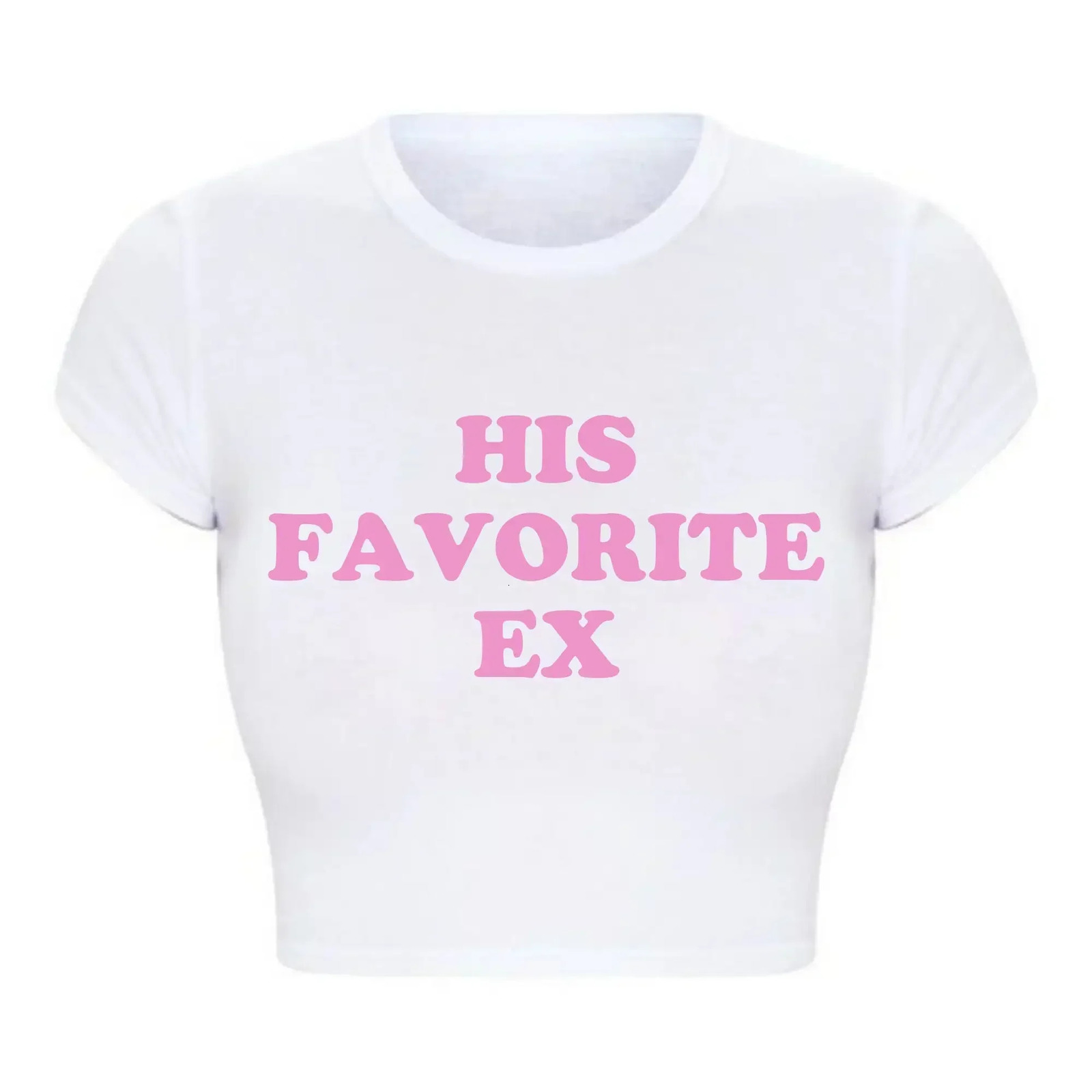2000s Grunge Goth Clothes Y2k Summer Fashion Crop Top Funny His Favorite Ex friend Women T Shirt Harajuku Kawaii Tee 250320