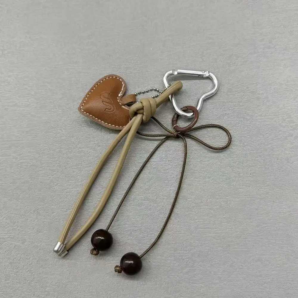 Y2k Leather Rope Keychain Cherry Bow Cute Pericardium Pendant 3D Creative Cartoon Keychain Anti Loss Phone Hanging RopeXJ250319