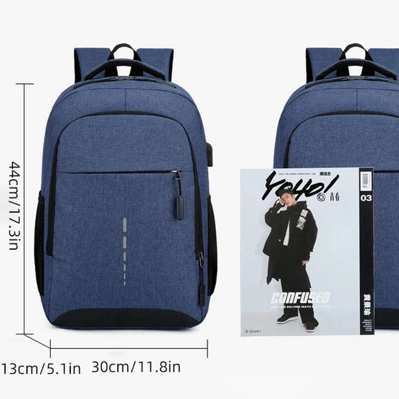 Classic Waterproof USB Charging Casual Men Large Capacity Travel Laptop Backpack School Bag