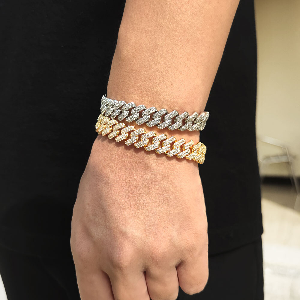 Fashion Hip Hop Jewelry 12mm 2 Row 3A CZ Cubic Zirconia Women Men Bling Iced Out Miami Cuban Link Bracelet Drop Shipping
