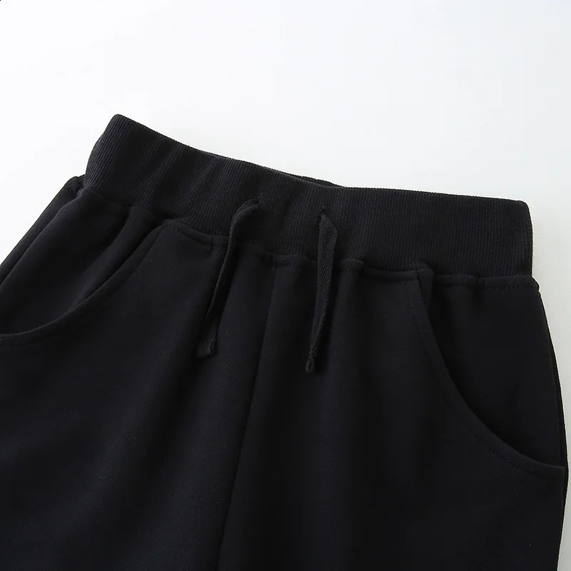 Single piece summer childrens shorts black pocket drawstring elastic 27Y 250312