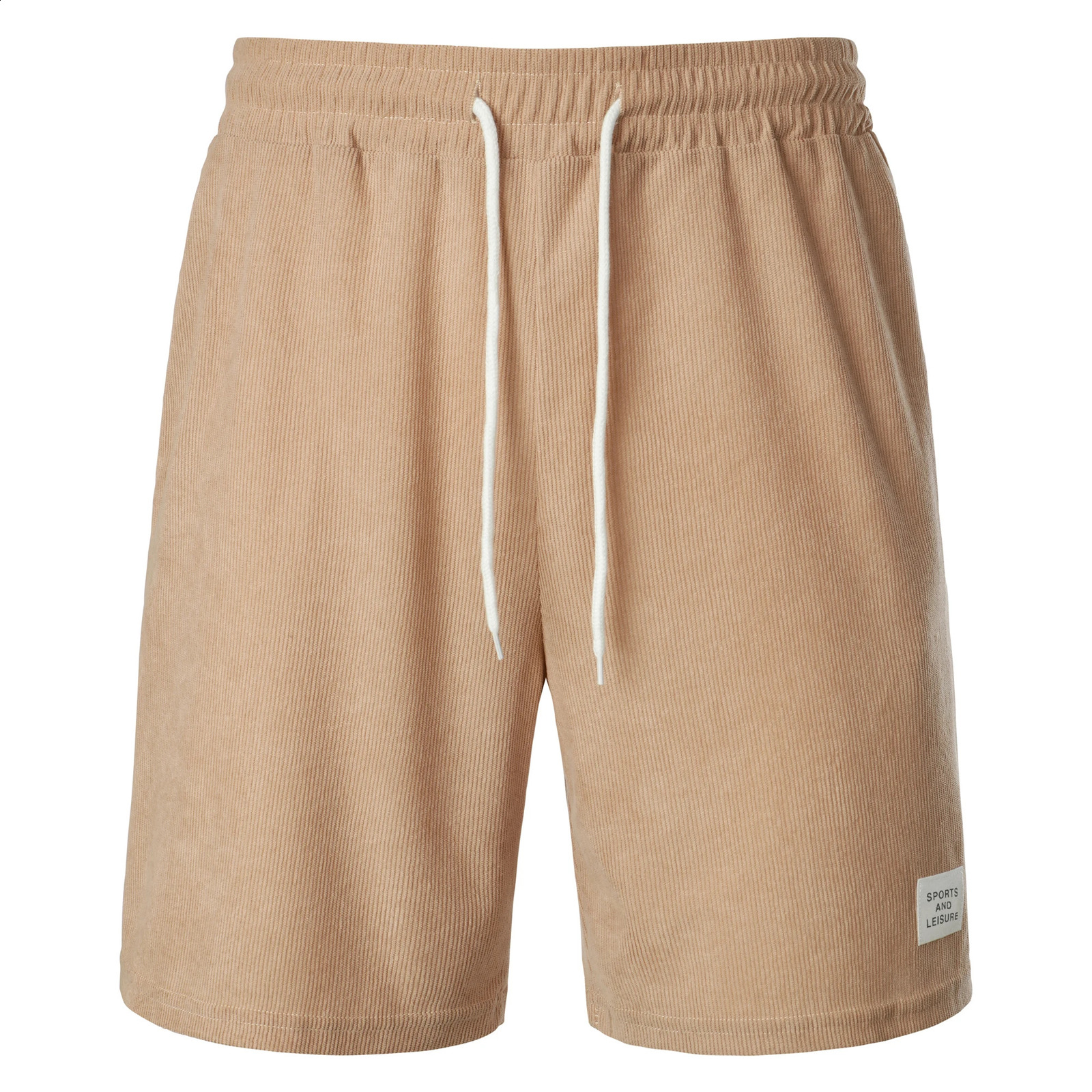 Summer solid color laceup sweatpants corduroy simple quarter shorts mens casual pants 250312