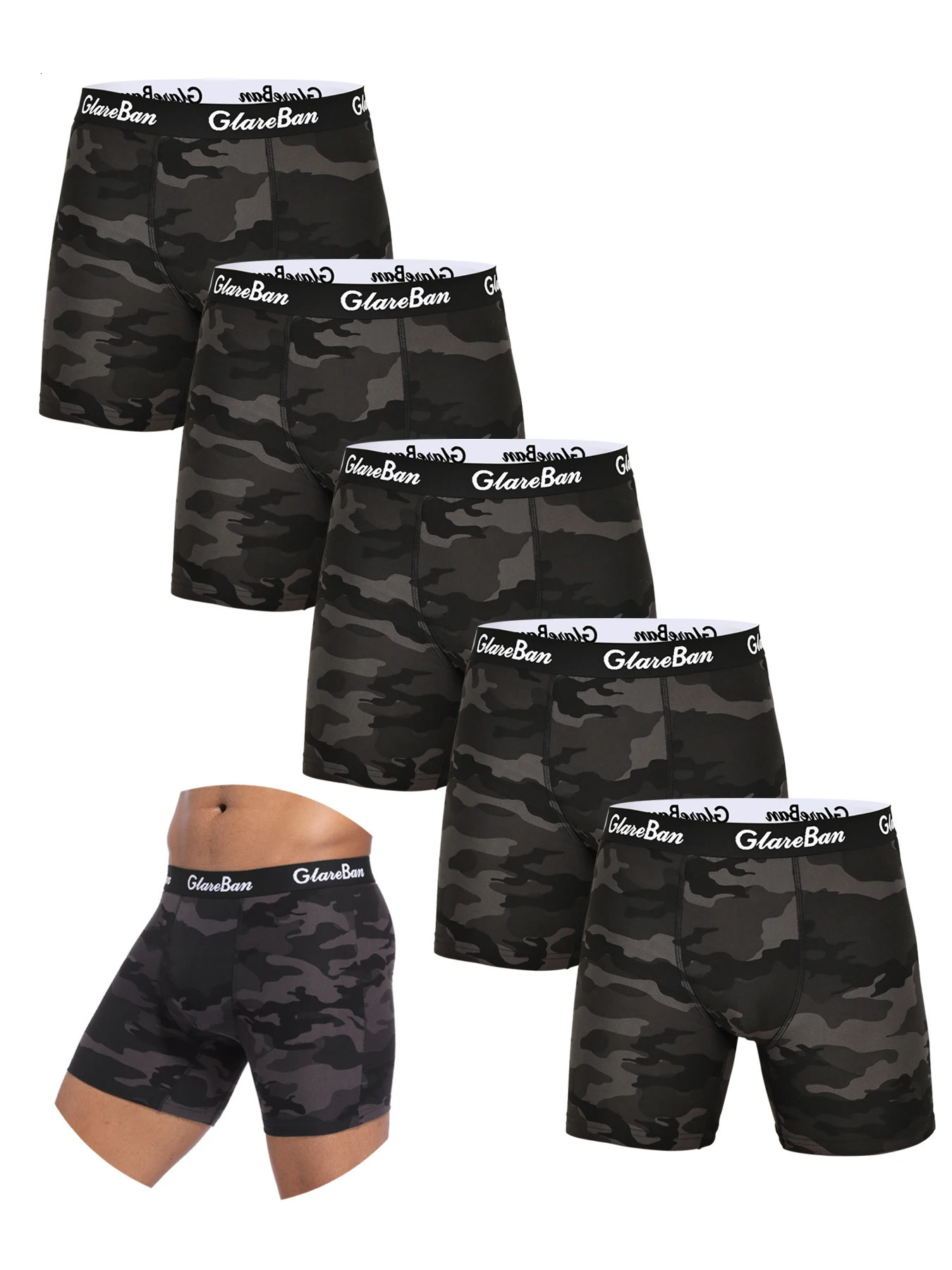 5pcs Set MidLong Camo Boxer Shorts Men Underwear Breathable Male Underpants for Homme Boxershorts Slips Soft Panties 2024 250320