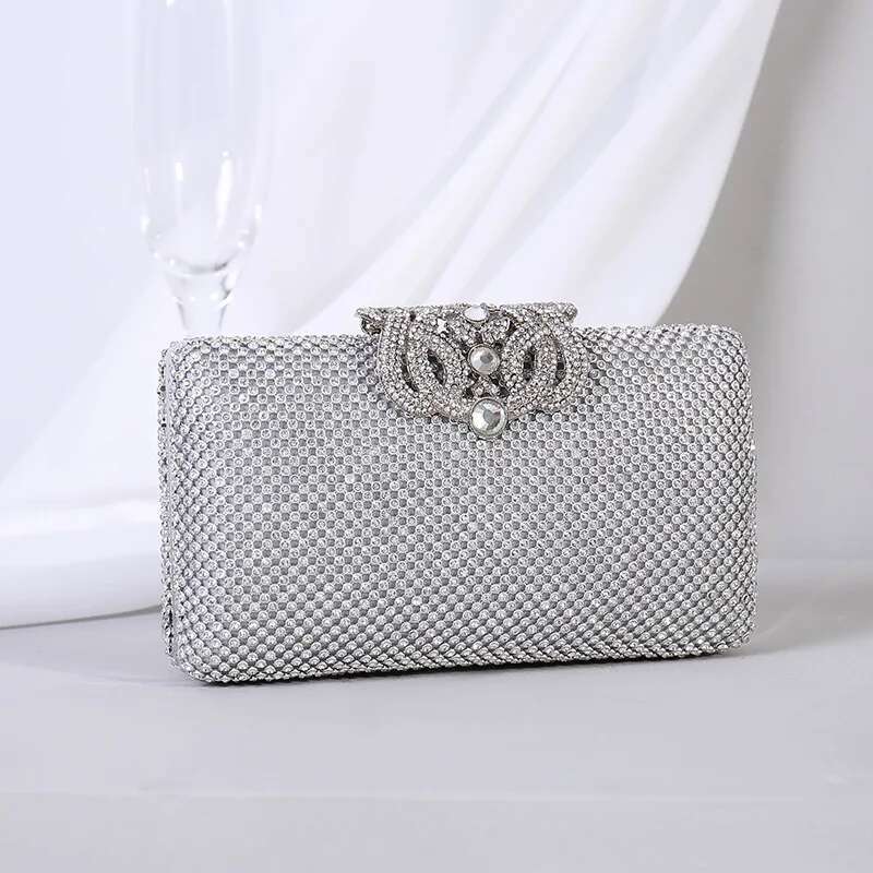 Rhie Evening Bags Women Clutch For Party/Banquet/Night Clutches And Purse Gold Sier Black Shoulder Bag With Chain