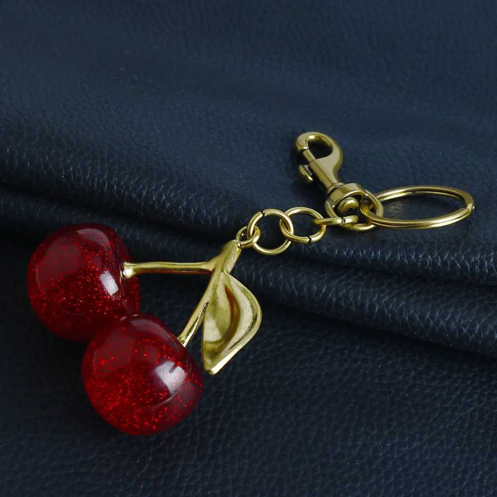Fashionable and delicious red cherry keychain summer fruit cherry pendant keychain womens jewelry bag accessories giftsXJ250319