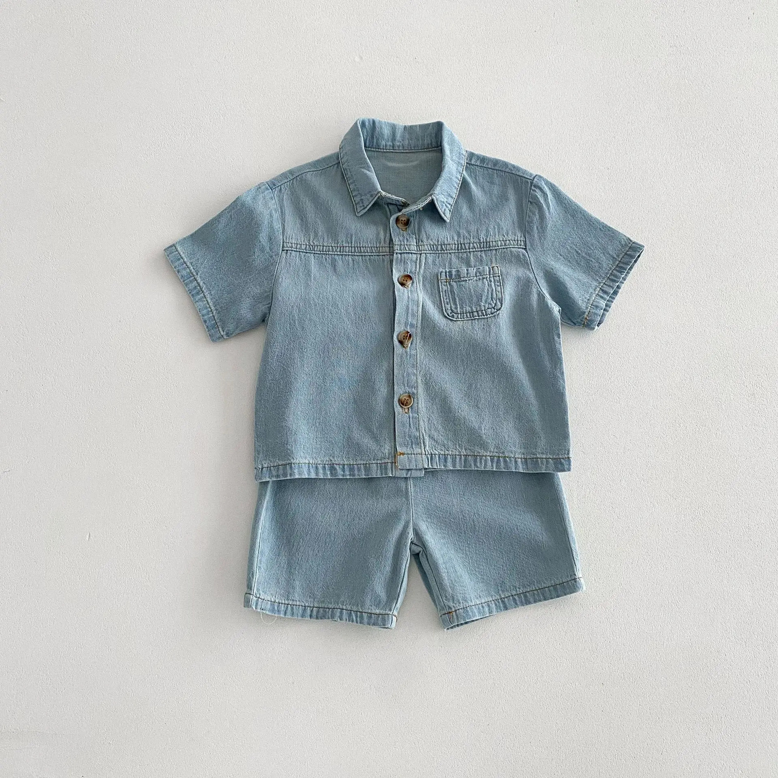 Milan Kerr childrens clothing set denim girls shirt and shorts 2piece boys 250319