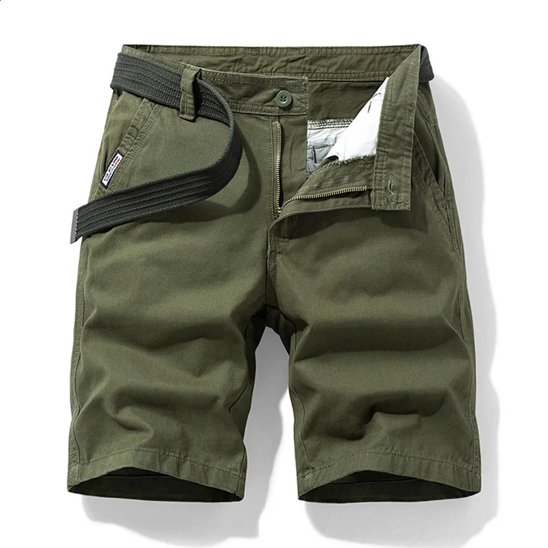 Mens summer casual solid cargo shorts mens fashionable cotton tactical outdoor breathable jogging 250312