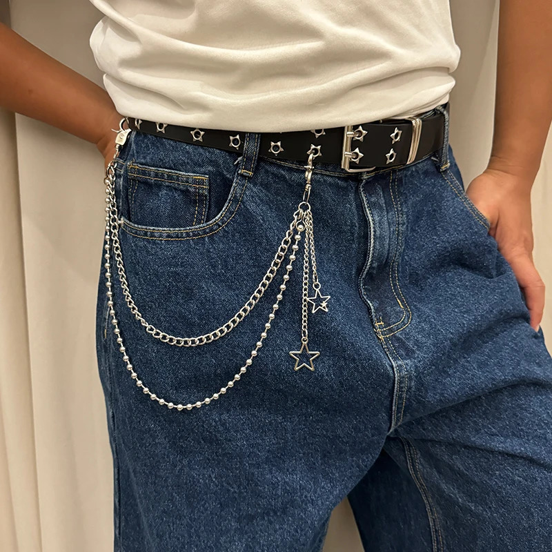 Punk Street keychain trousers pants chain Multi Layer Men chain Wallet Belt Chains Hipster Keyring Hip Hop Belts For Women 250320