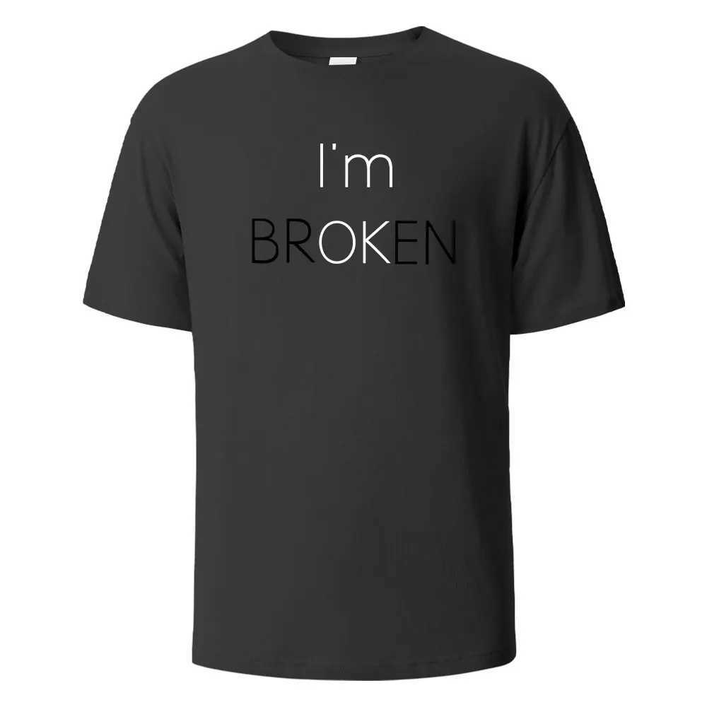 Im bankrupt Im fine. Interesting mens T-shirts on the street casual loose fit cotton clothing Crewneck breathable T-shirt hip-hop T-shirtT250319